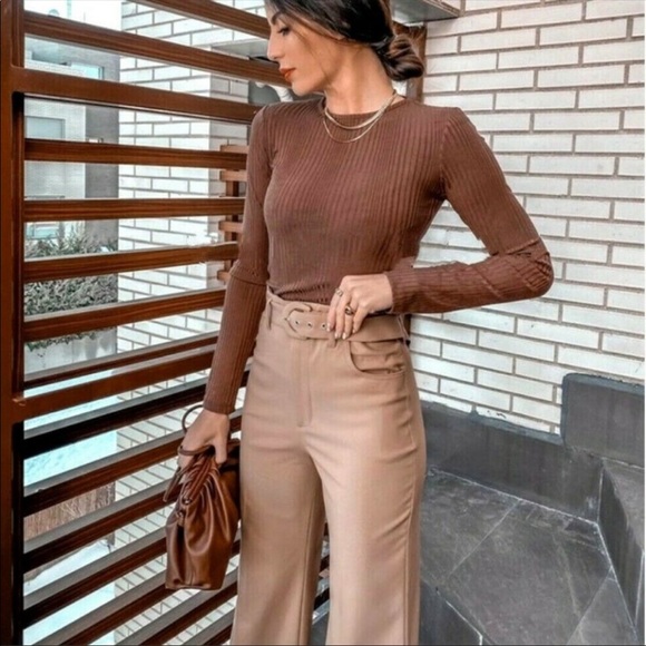 Zara Wide Leg Belted Pants - Picture 3 of 13